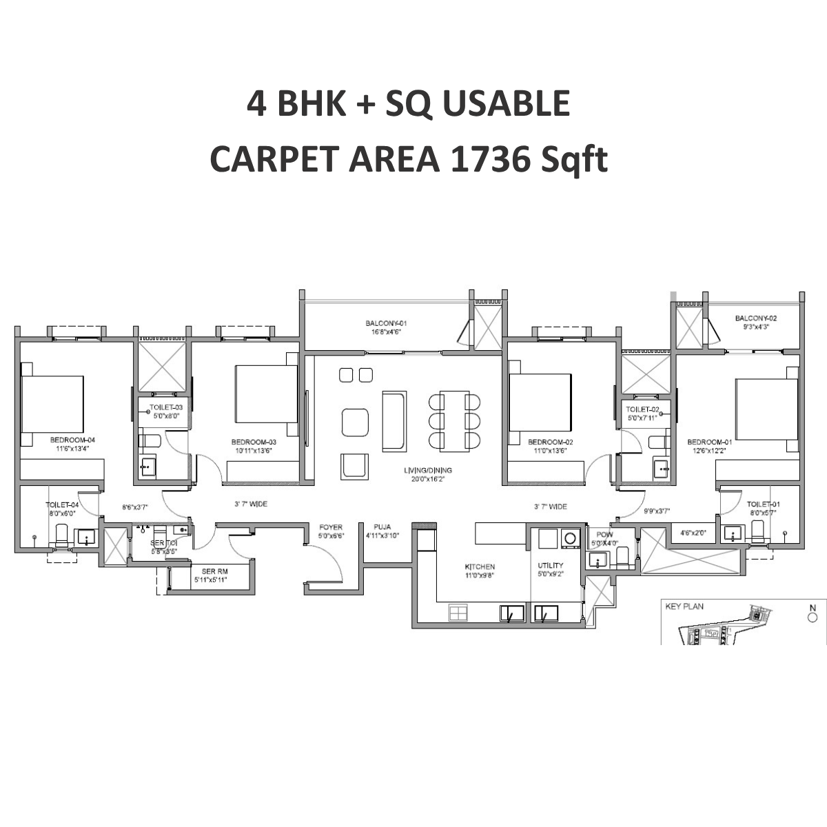 Birla Evara Floor Plans 4 BHK